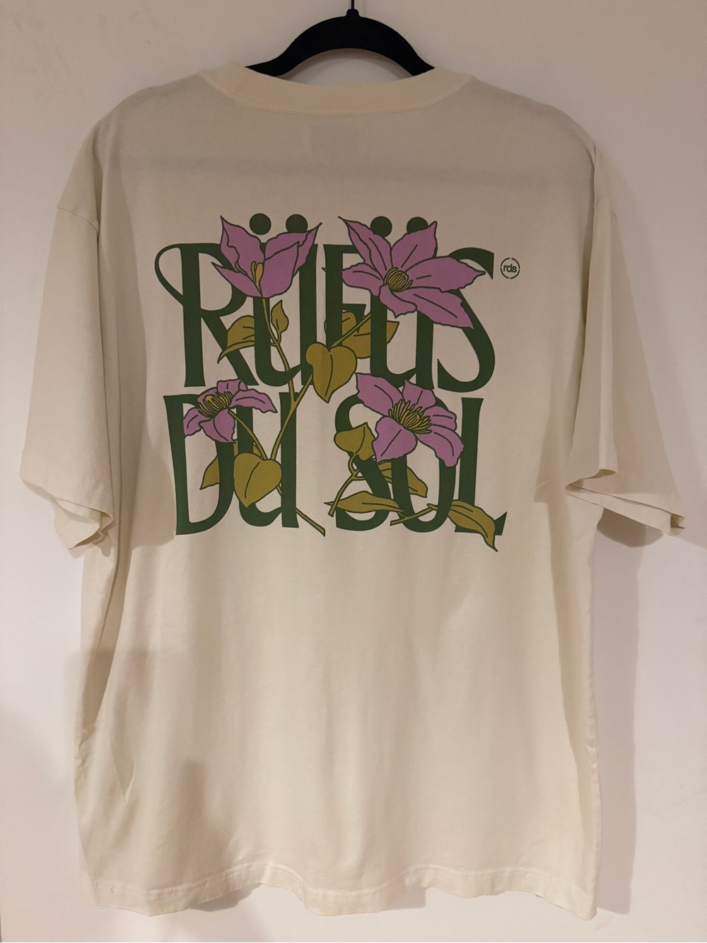 RÜFÜS DU SOL Cream Floral Graphic Oversized T-Shirt Large